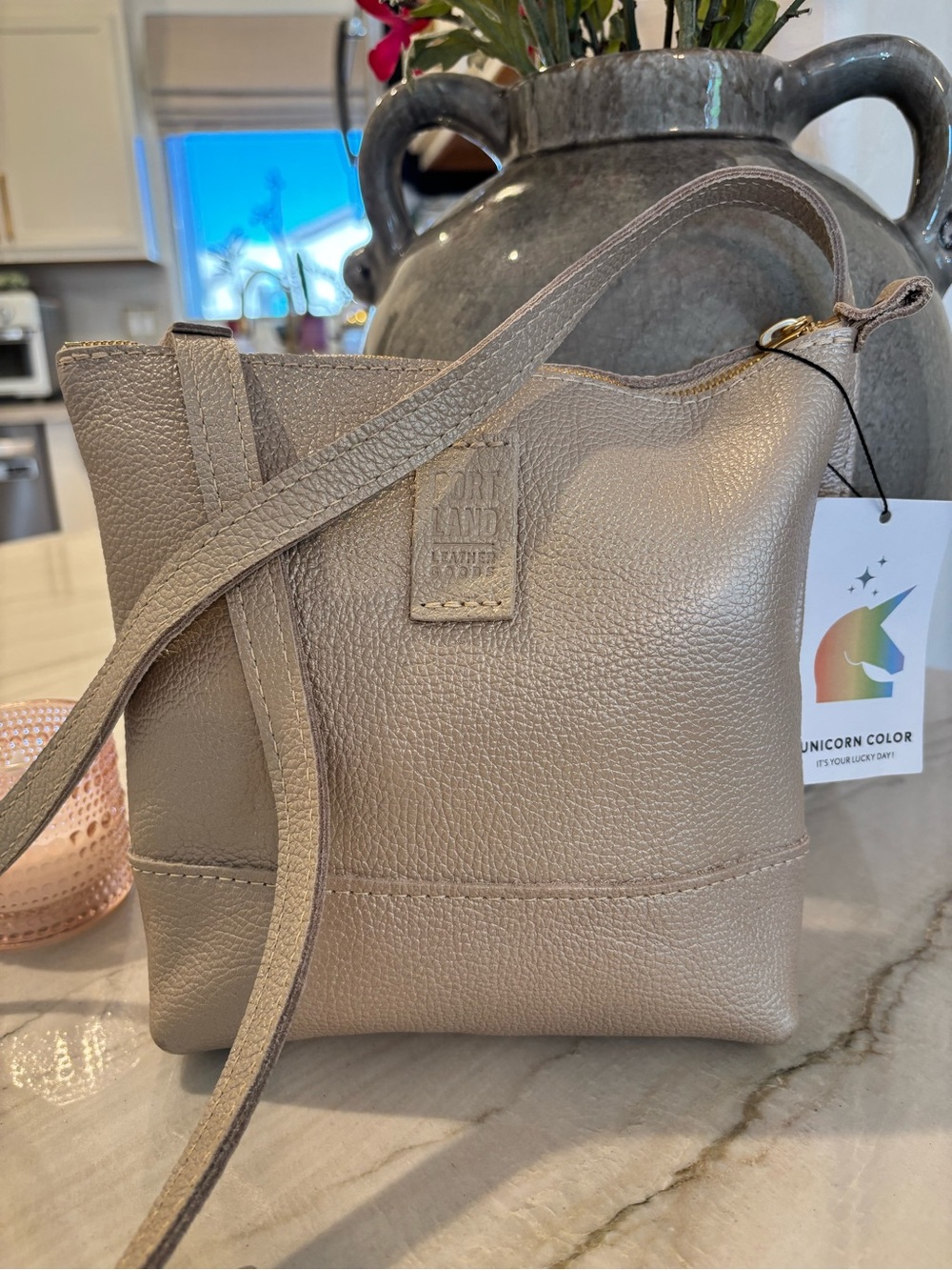 Portland Leather *Unicorn* Beigeteroid Festival Bag